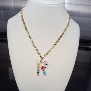 Melania Clara Womens "R" Sparkle Gem Initial Necklace